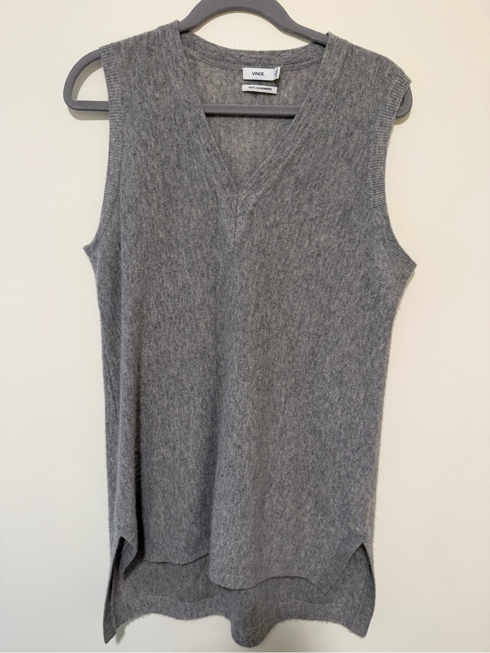 Vince 100% Cashmere Sleeveless Tunic in Grey, sz M